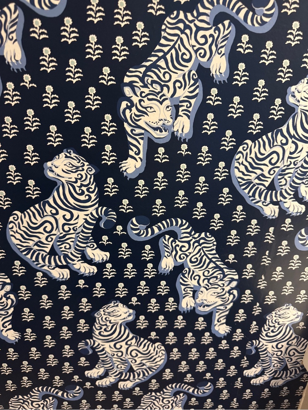 Printfresh Peel & Stick NuWallpaper in Navy and White Tiger Queen Print